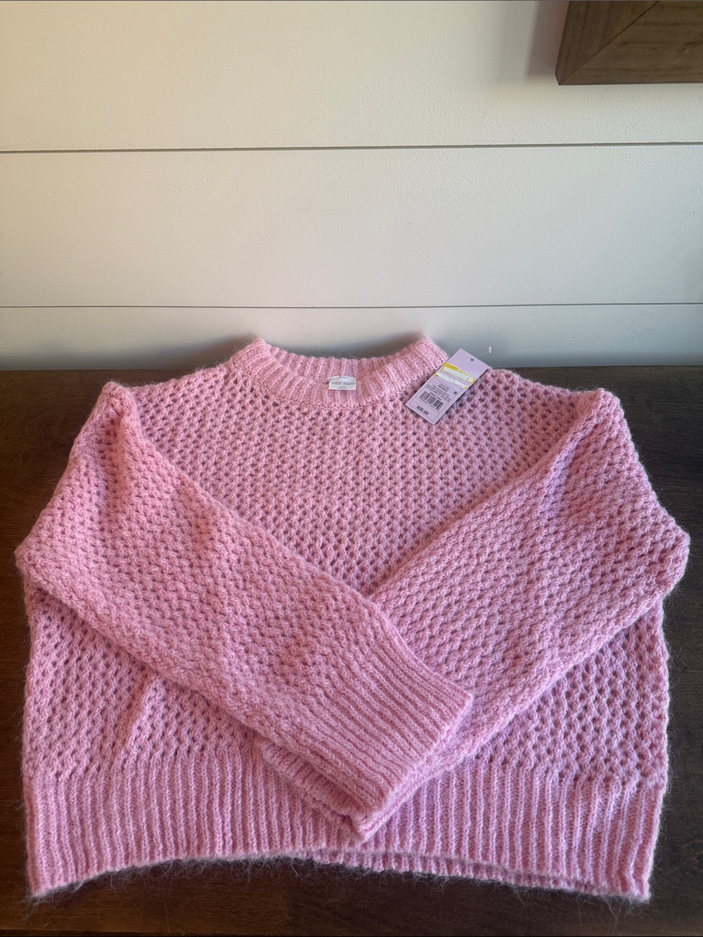 wild fable Pink Textured Crewneck Sweater
